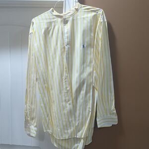 Ralph Lauren Polo Men's Yellow and White Striped Shirt Size XL